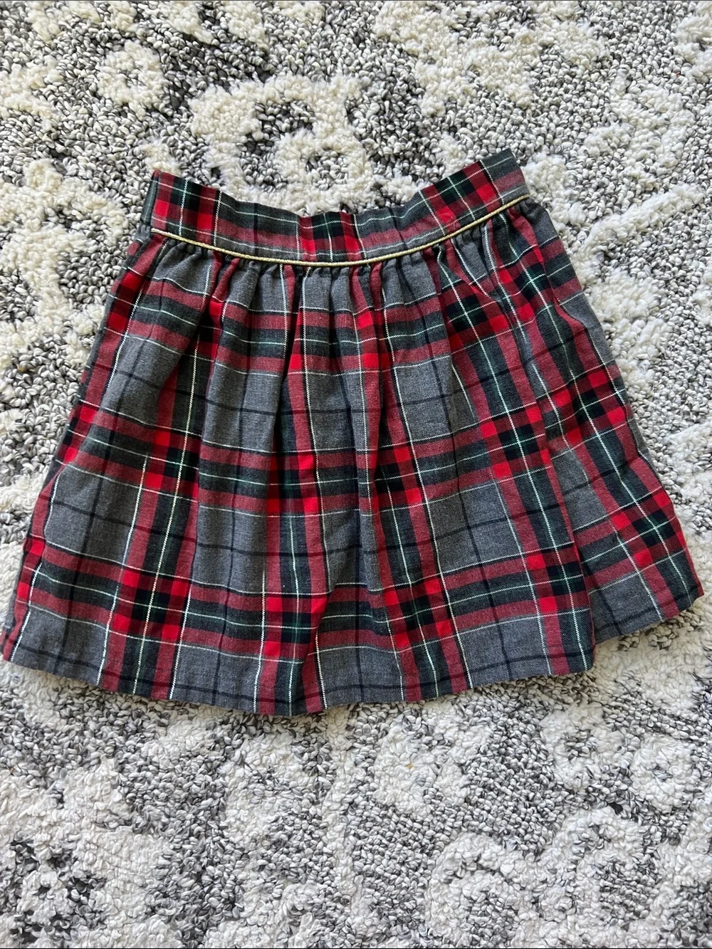 Carter's Gray Cardigan with Red and Gray Plaid Skirt